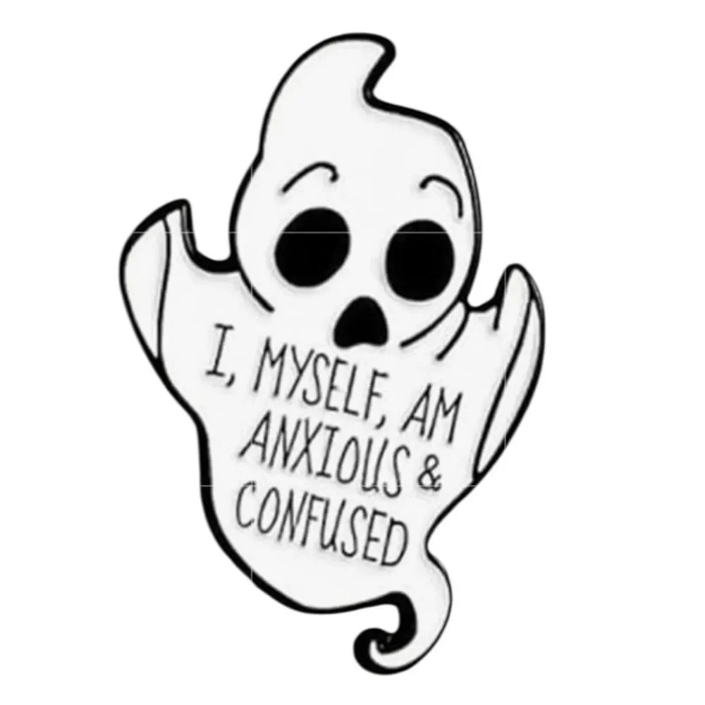 Anxious & Confused Ghost Pin NEW